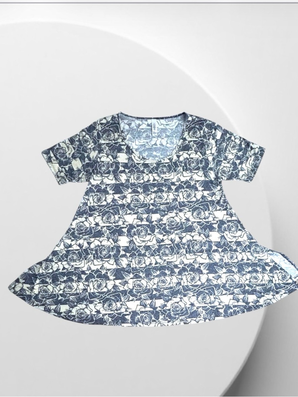 LuLaRoe Perfect T Swing Tunic Top Floral Stripe Mixed Print Small